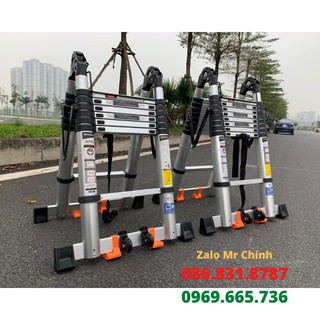 Thang nhôm rút đôi chữ a hakachi nhật bản hm18cp - có bánh xe. tải trọng 300kg