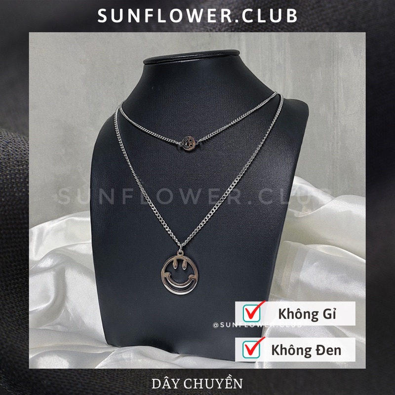 Dây chuyền hai lớp hai mặt cười vòng cổ phong cách thép không gỉ