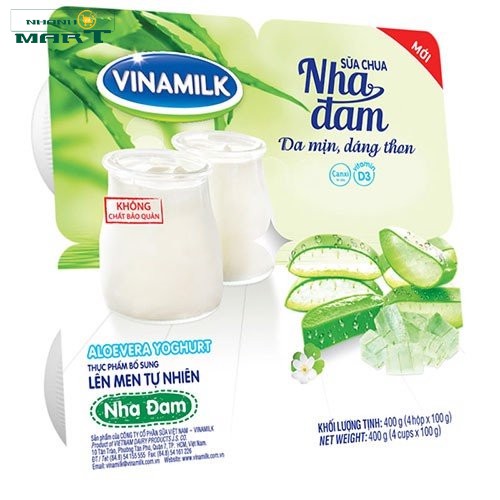 Combo 2 Vỉ Sữa Chua Ăn Vinamilk Vị Nha Đam - Vỉ 4 Hộp X 100G - Nhanhomart