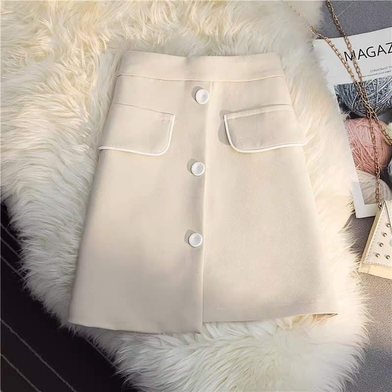 chân váy chữ A thiết kế phối cúc xưởng may chất tuyết mưa cao cấp