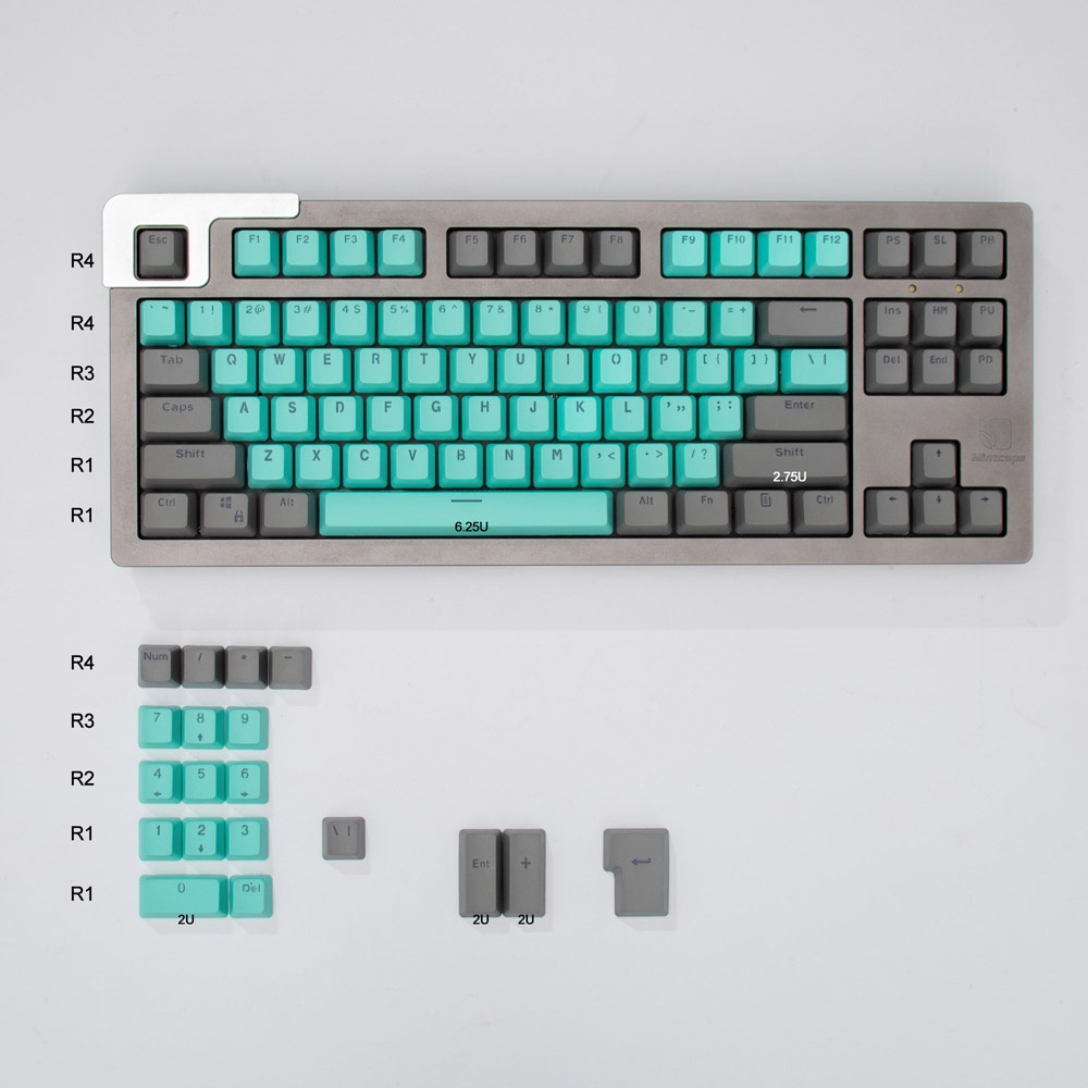 Bộ 108 Nút Bàn Phím Cơ Màu Xám & Xanh Lá Bằng PC Chất Lượng Cao Cho Cherry MX