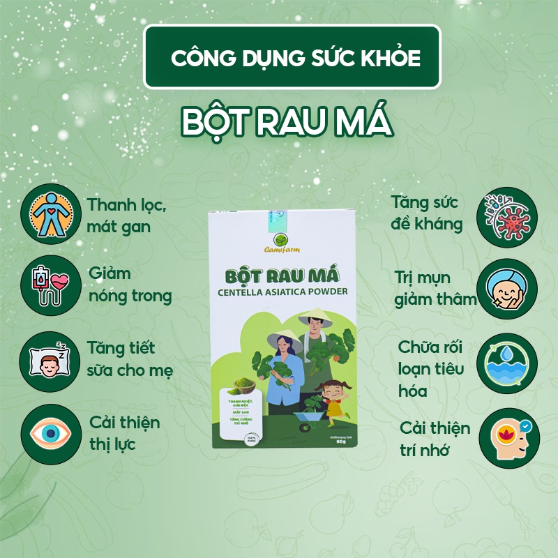 Bột Rau Củ Thanh Nhiệt, Detox Cơ Thể CAMIFARM Nguyên Chất 100% Combo 4 hộp x 80g