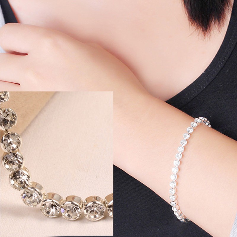 Vòng tay đính đá zircon lấp lánh thời trang tùy chọn màu sắc dành cho nữ