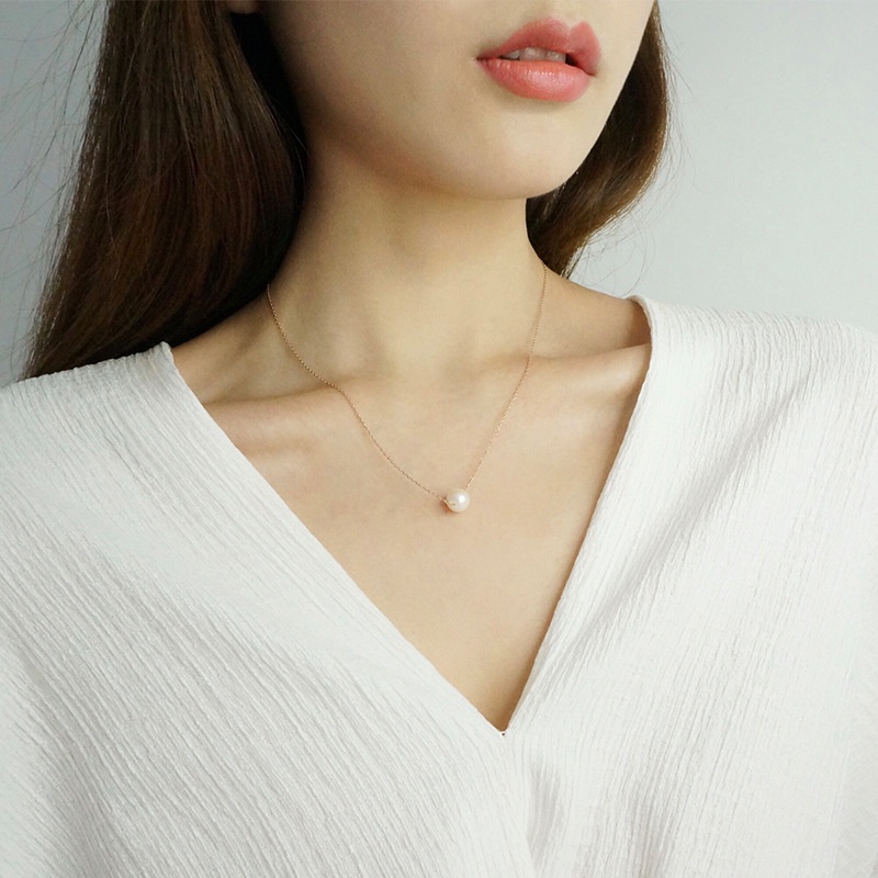 Vòng cổ mặt ngọc trai giả kiểu dáng đơn giản ngọt ngào cho nữ