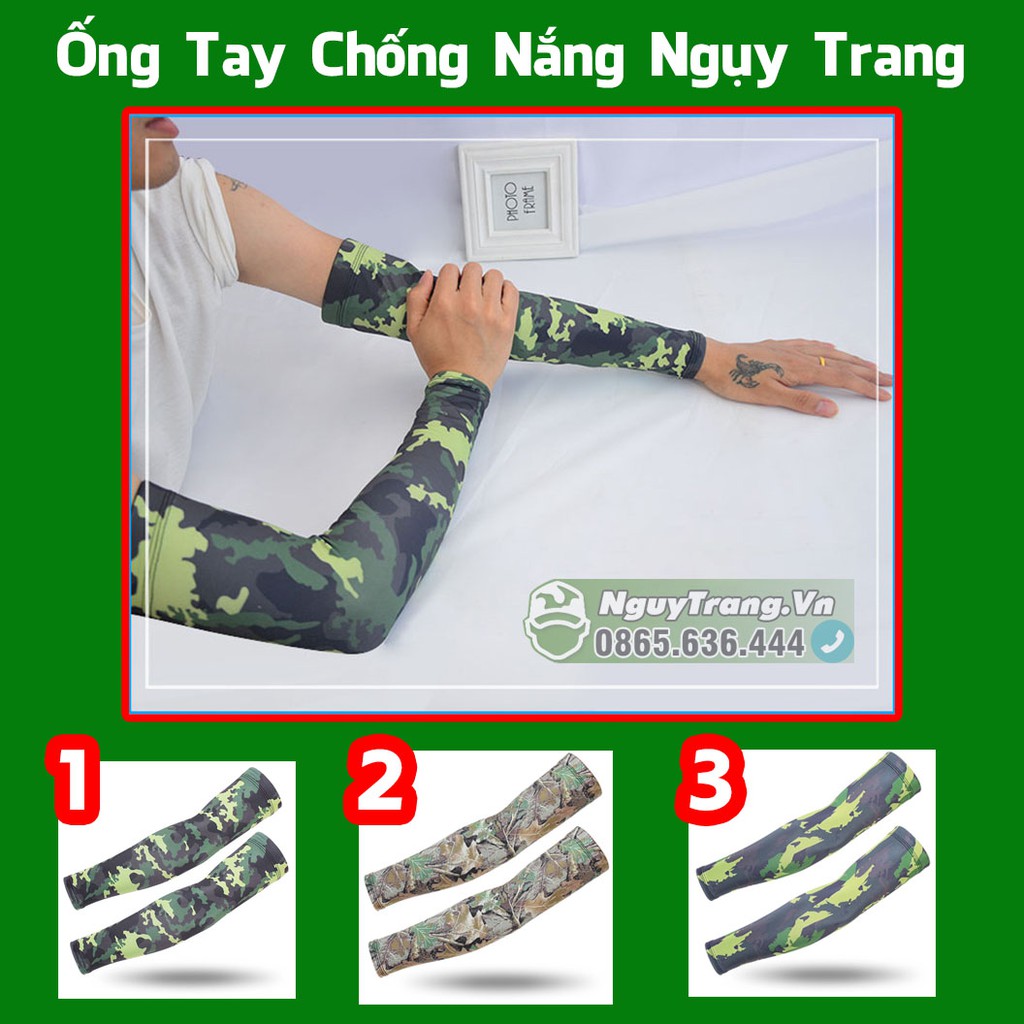 Ống tay che nắng màu ngụy trang rằn ri đi phượt, đi rừng - Tất tay che nắng co dãn