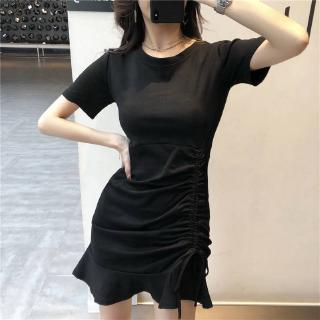 Đầm nữ ngắn tay cổ tròn form dài rộng thời trang hàn