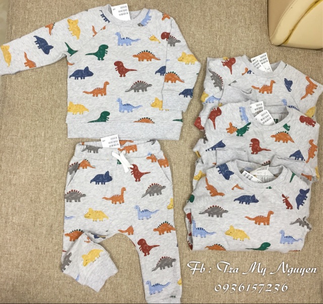 Bộ nỉ khủng long HM auth (hàng sẵn có ảnh thật)