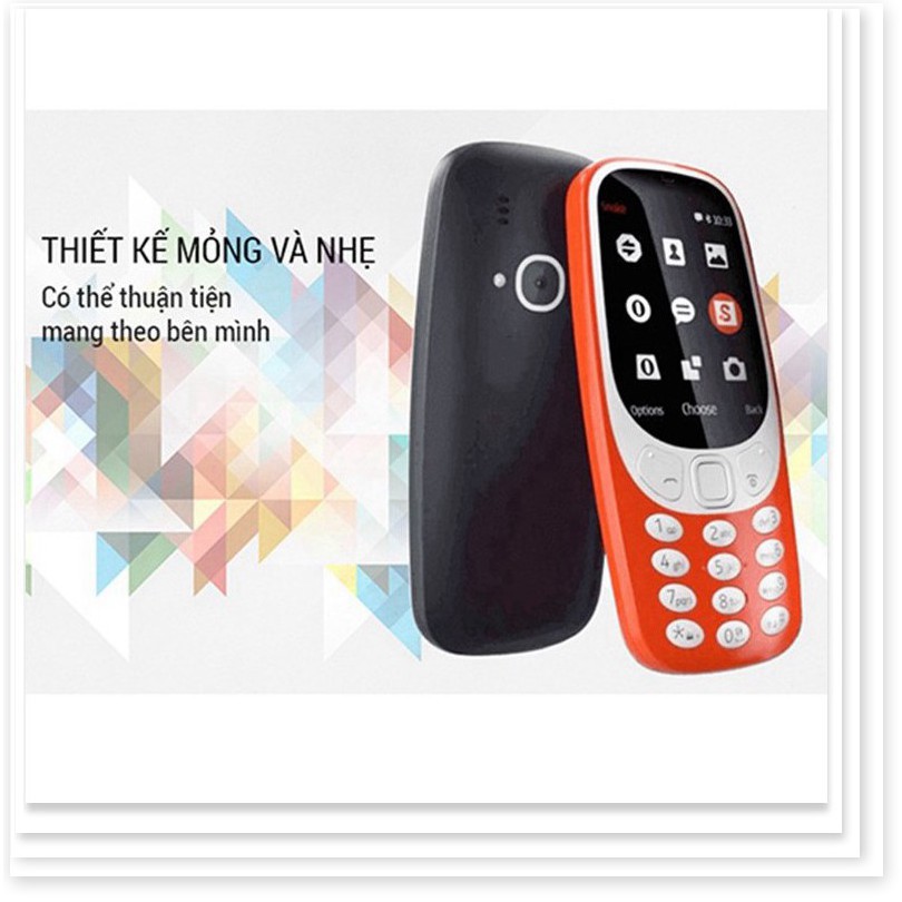 Điện thoại nokia 3310 2 sim 2 sóng - Điện thoại nokia 3310 2 sim 2 sóng pin 1200mah mỏng nhẹ bo góc dễ cầm nắm