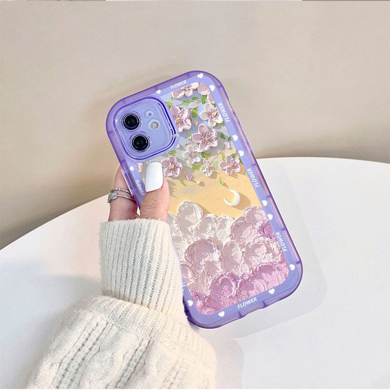 Ốp Điện Thoại Dẻo Dày Dặn Họa Tiết Hoa Xinh Xắn Cho iphone 12 13 11 Pro Max X Xs Max Xr