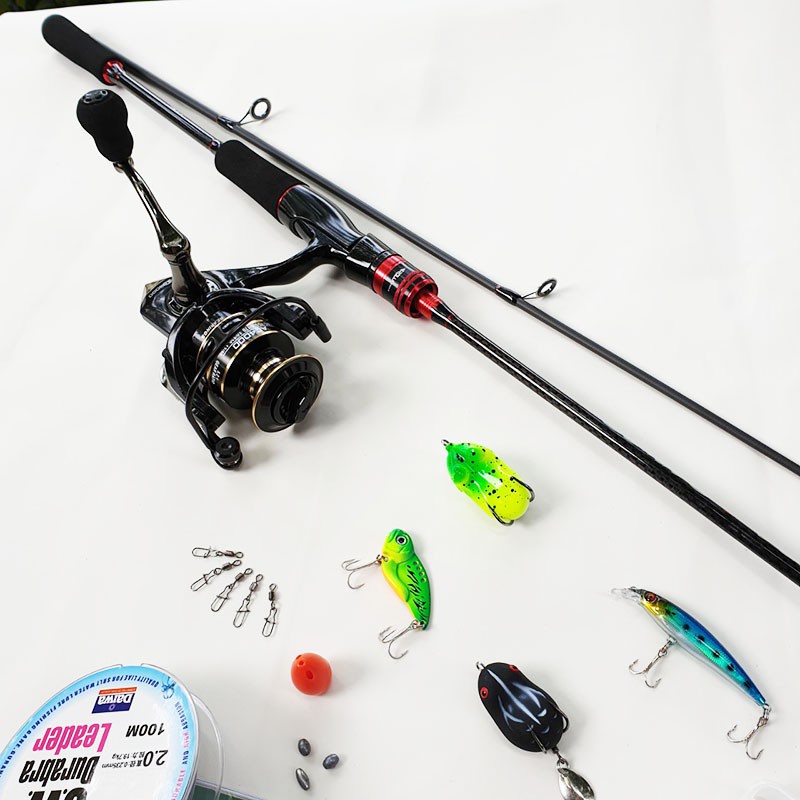 Bộ cần câu cá lure máy đứng 1.68m - 1.8m - 2.1m - 2.4m + Máy kim loại + dây câu lure + hộp mồi lure đủ bộ