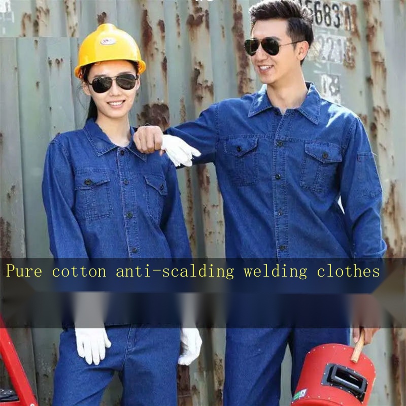 Bộ Quần Áo denim cotton Nguyên Chất Mỏng / Quần Dài Chống Mài Mòn Cho Thợ Hàn Điện Và Mùa Hè