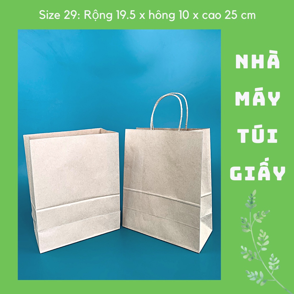 100 CHIẾC TÚI GIẤY KRAFT SIZE 29: 19.5x10x25 CM MÀU NÂU KHÔNG QUAI ( ẢNH THẬT)