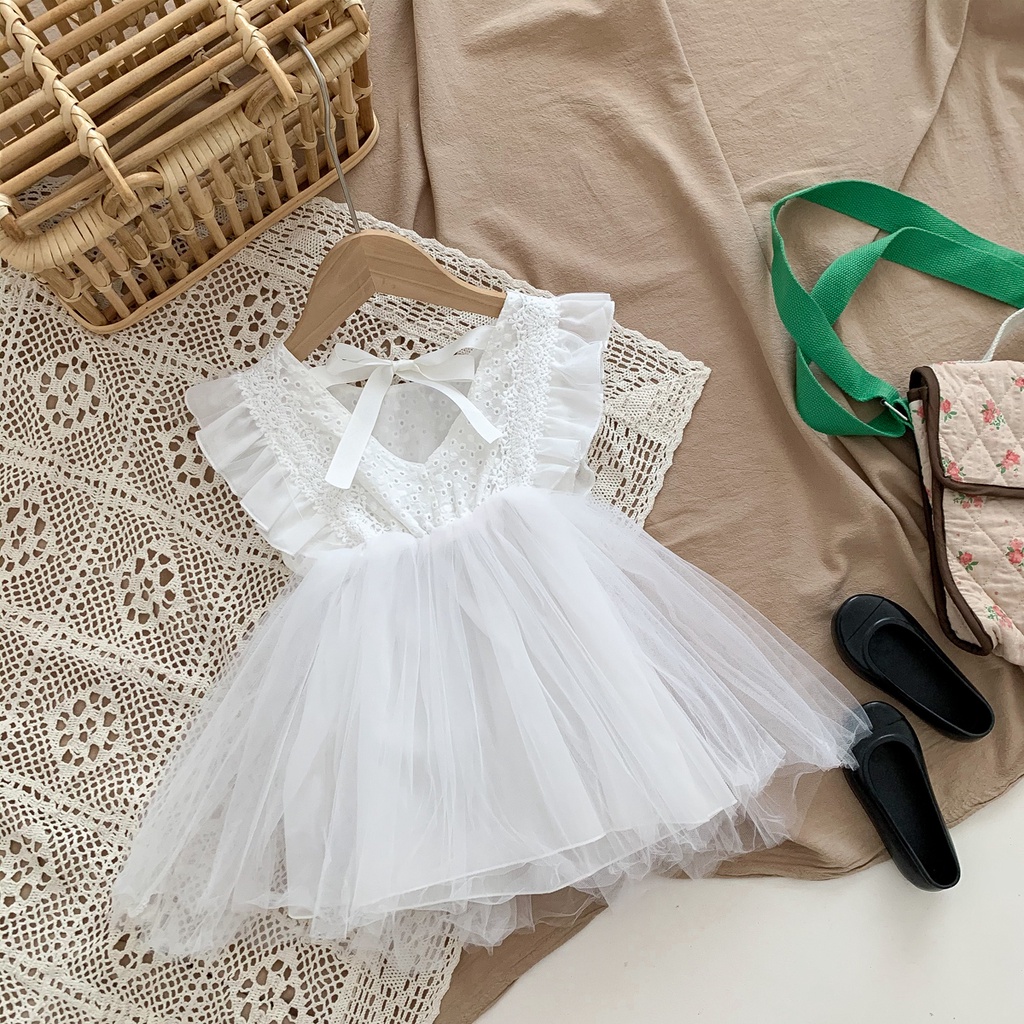 Đầm Công Chúa Phối Ren Cho Bé Gái