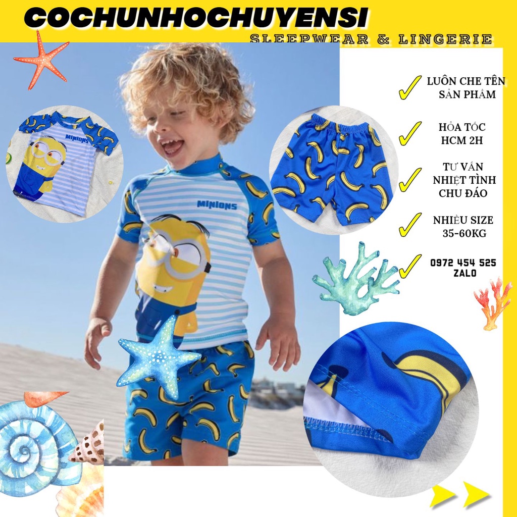 HÀNG LOẠI 1 - MẪU MINIONS - Đồ bơi bé trai - đồ bơi bé trai quần kèm áo ( Size 09-32 kg)-COCHUNHOCHUYENSI