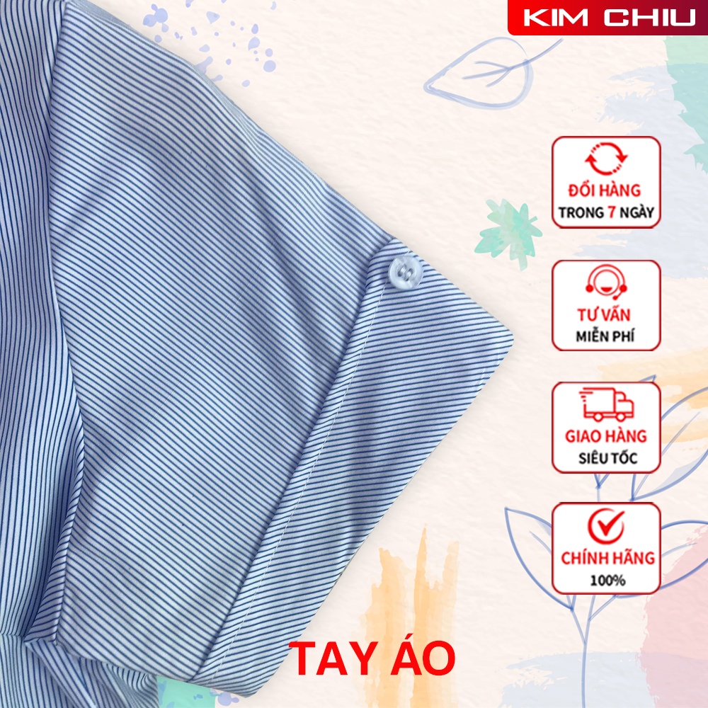 Áo Sơ Mi Nữ Công Sở Cao Cấp Sọc Kẻ Màu Xanh Tay Ngắn Vải Lụa Đẹp Ít Nhăn Giãn Nhẹ, ĐỔI TRẢ THOẢI MÁI. SMTN03