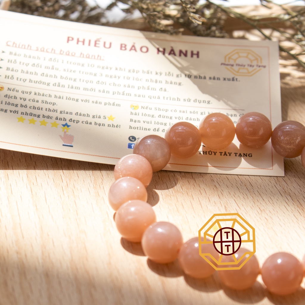 Vòng Tay Phong Thủy Đá Mặtt Trời Sun Sttone [TẶNG HỘP GỖ CAO CẤP] tài lộc nam nữ mệnh Hỏa Thổ - Phong Thủy Tây Tạng