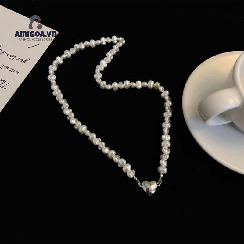 ✨✨Vòng cổ Đính Ngọc Trai Hình Trái Tim Sang Trọng Phong Cách Hàn Quốc