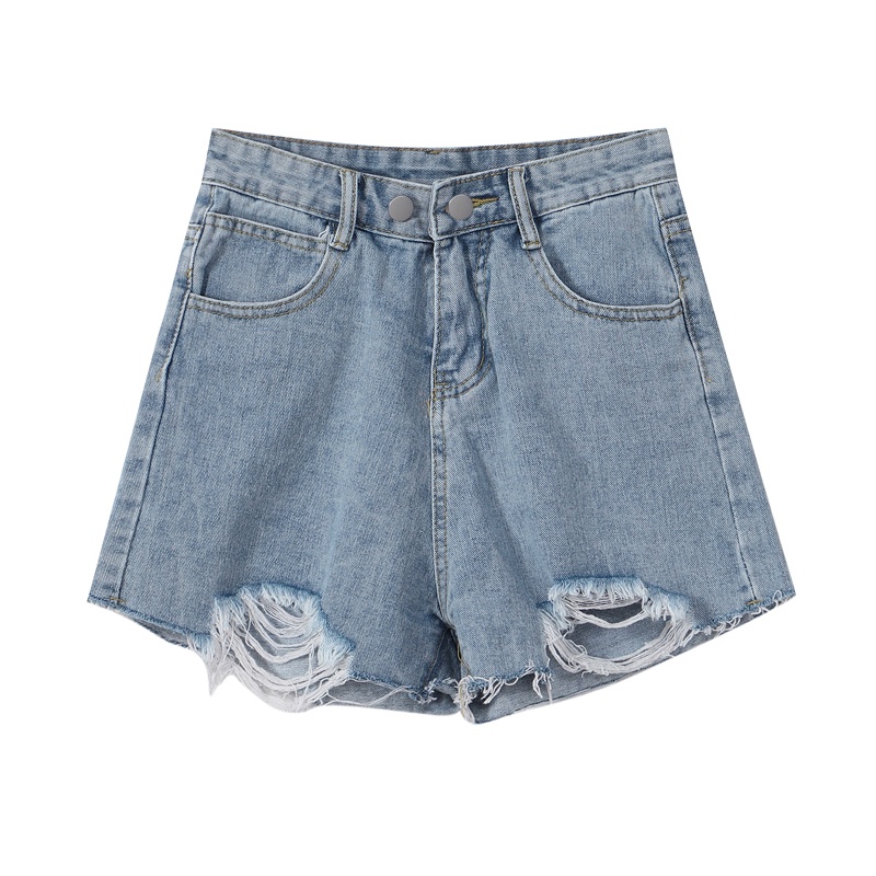 NUZIRO  Quần short denim  lưng cao phong cách Hàn Quốc thời trang mùa hè cho nữ