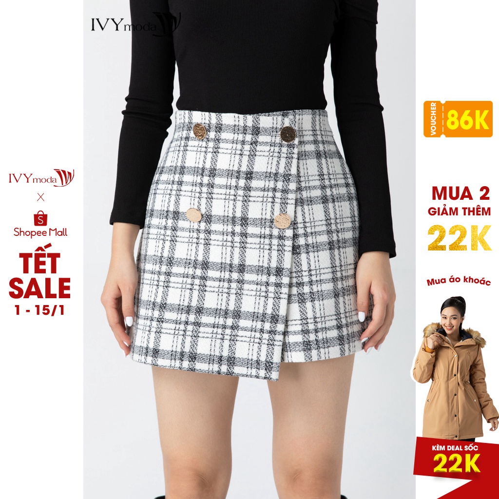 [NHẬP WABRTL5 GIẢM 10% TỐI ĐA 50K ĐH 250K ]Quần sooc tweed giả váy nữ IVY moda MS 20B9042