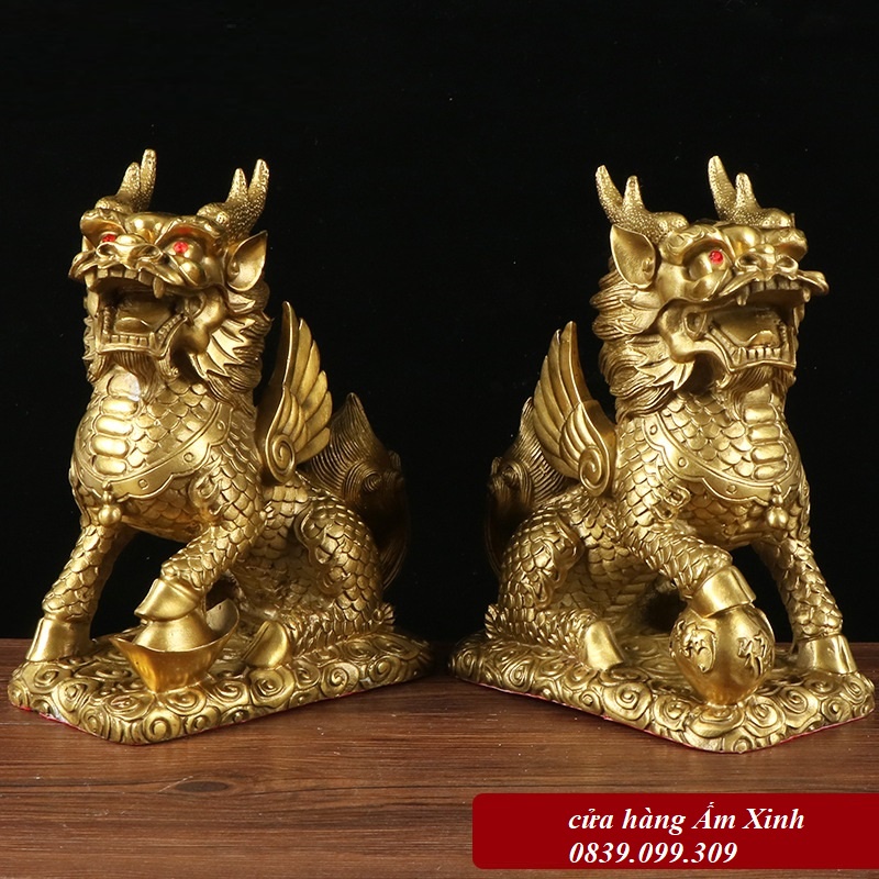 Cặp Kỳ Lân Chiêu Tài Lộc, Hút Vượng Khí Bằng Đồng Đúc Nguyên Khối