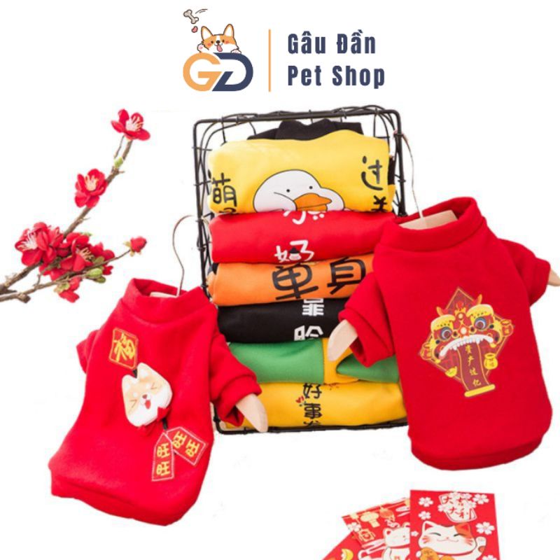 Đồ Tết Cho Chó Mèo  - Áo Tết Hình Đầu Lân Cho Chó Mèo