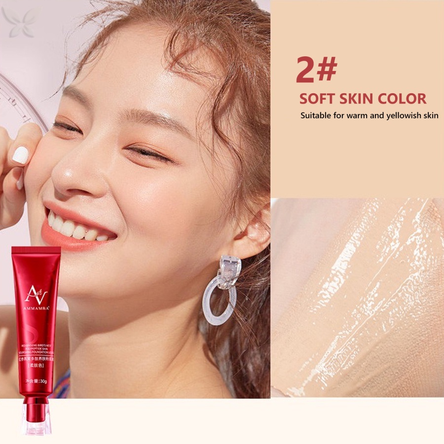 Red Ginseng Bird 's Nest Polypeptide Concealer Liquid Foundation Brightening Oil Control Long Lasting Chống Thấm Nước Full Cover Face Base