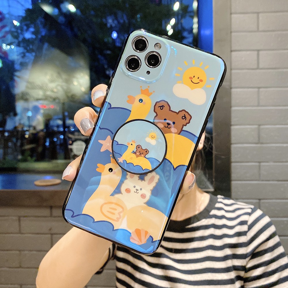 Vỏ điện thoại di động có chân đế Samsung Galaxy J3 2018 J330 J530 J730 J5 Pro J7 Prime 2017 Back Cover Cartoons Bear Soft Slim Phone Case