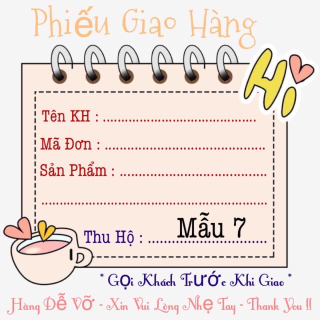50 tờ phiếu ship có keo dán sẵn