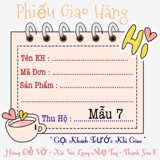 50 tờ phiếu ship có keo dán sẵn