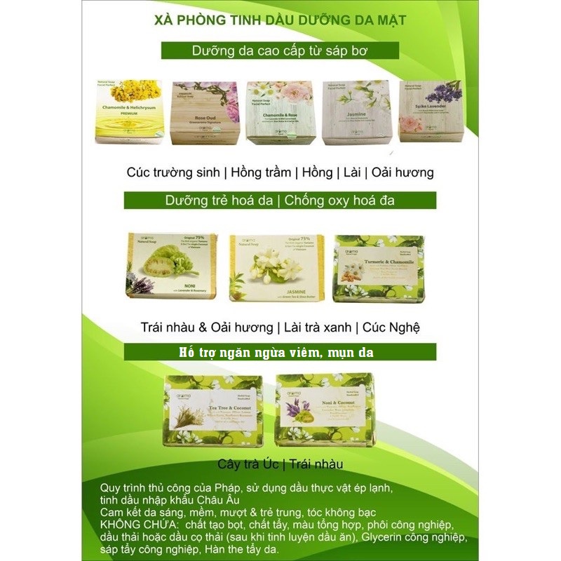 Xà bông sinh dược, xà phòng thảo dược handmade Organic tinh dầu thiên nhiên Pháp tắm dưỡng da, rửa tay hữu cơ OGANICO