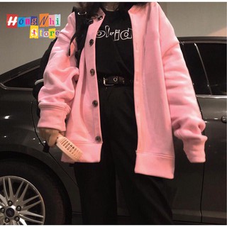 Áo Khoác Cardigan Trơn Màu Hồng Basic Oversize Ulzzang Unisex Nam Nữ Dáng Rộng - MM