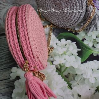 Túi tròn sợi vải handmade