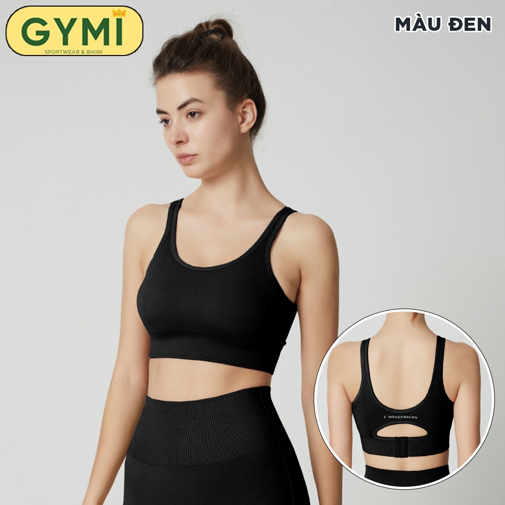 Áo bra tập gym yoga nữ GYMI AL19 dáng thể thao chất dệt kim có khoá cài sau mút ngực có thể tháo rời