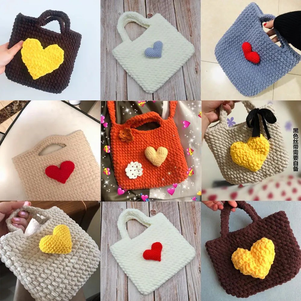 Tình yêu túi len tự làm DIY chất liệu túi xách tay đan túi nữ