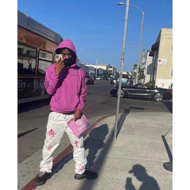 Áo chrome hearts hoodie pink cao cấp