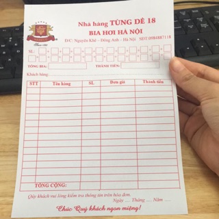 quyển hoá đơn bán bia