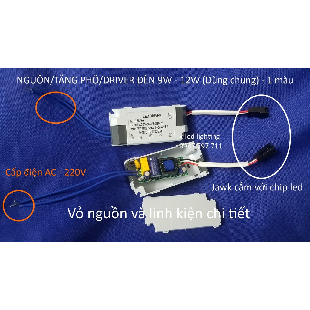 Chấn lưu, nguồn đèn, tăng phô, driver, balát:  5w- 7w - 9w - 12w - 18w - 24w - 50w
