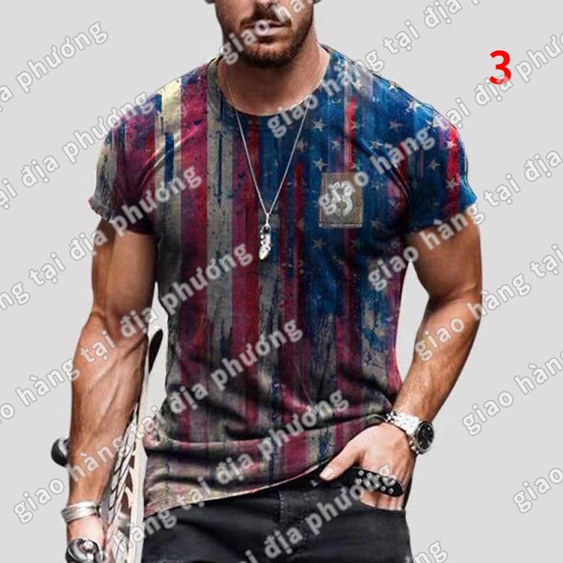 Siêu Giảm Giá ►Áo thun tay ngắn in hình lá cờ Mỹ 3D cho nam XXS-6XL
