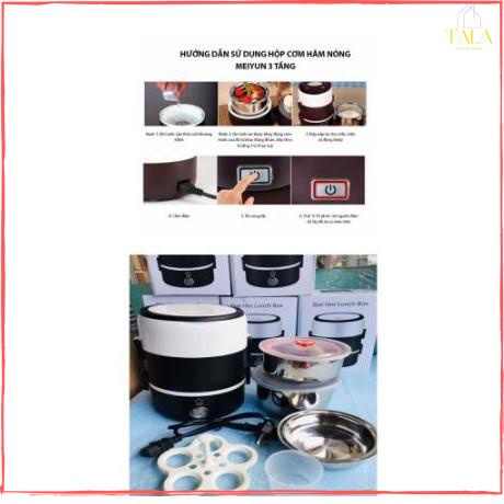 Cặp Lồng Cắm Điện 3 Tầng ruột inox Cao Cấp Giữ Nóng Thức Ăn Liên Tục