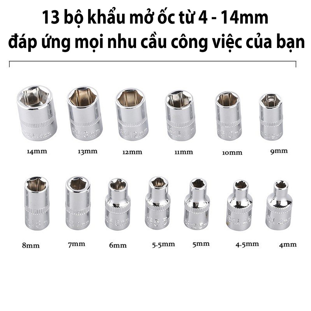 LOẠI TỐT - Bộ đồ nghề 46 chi tiết mở bu lông ốc vít sửa ô tô xe máy đa năng