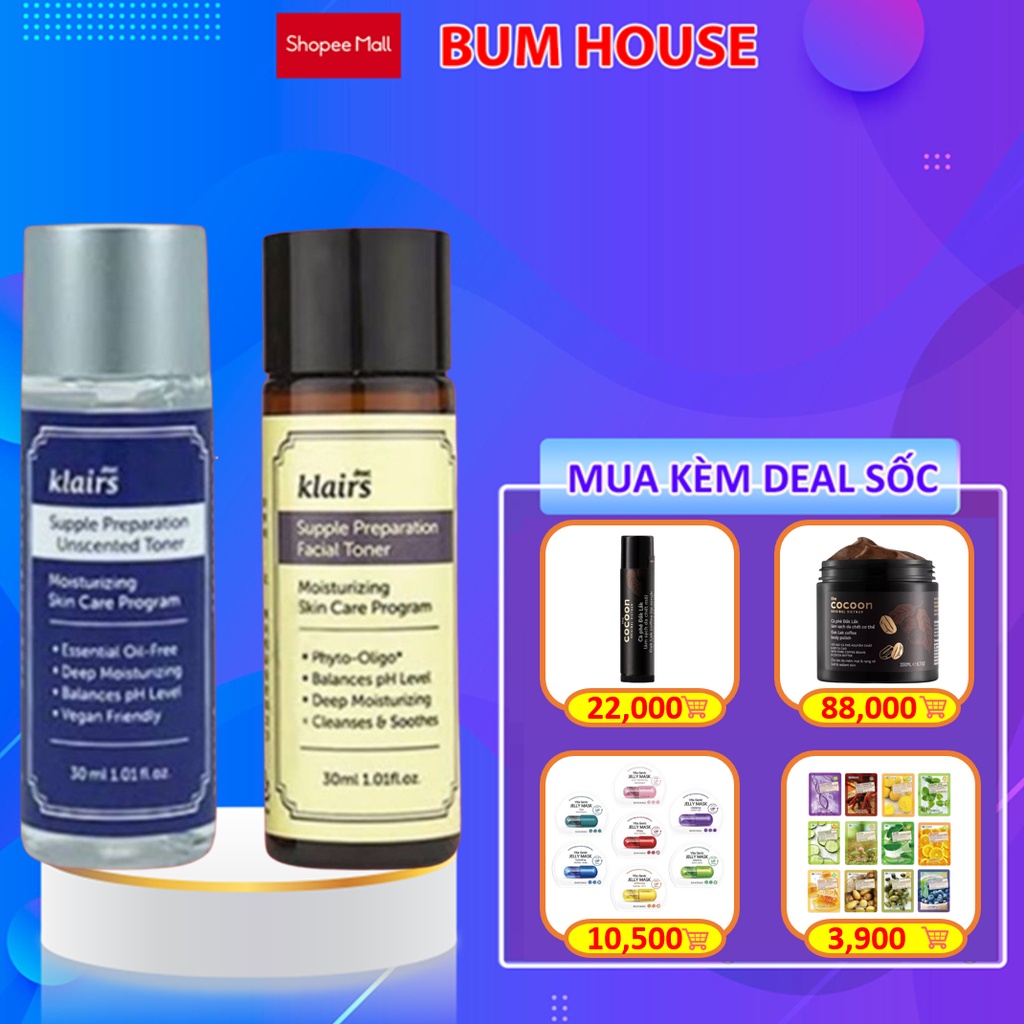 Dear, Klairs nước hoa hồng Supple Preparation Toner 30ml