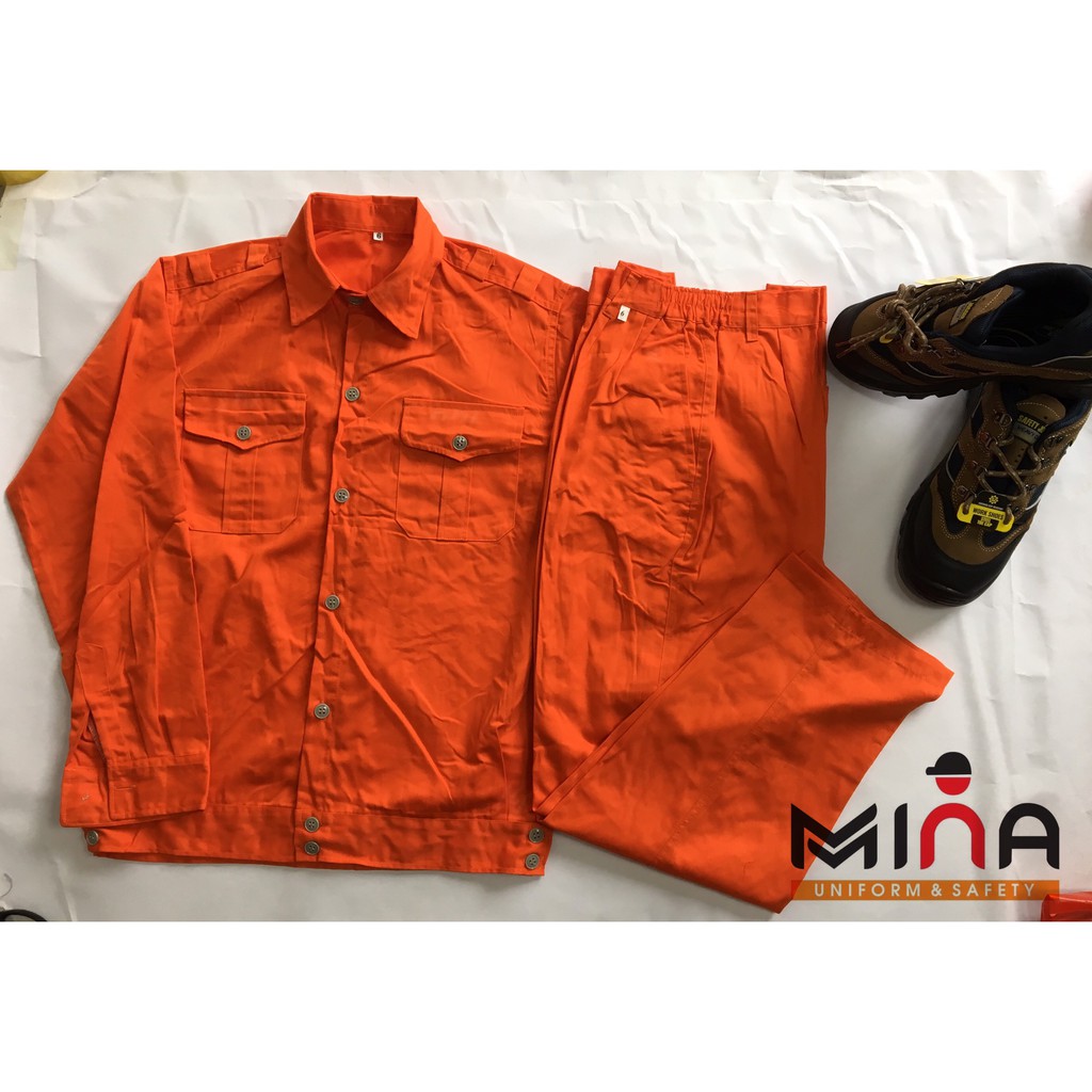Quần áo bảo hộ lao động - Bộ quần áo cam điện lực - vải kaki 21