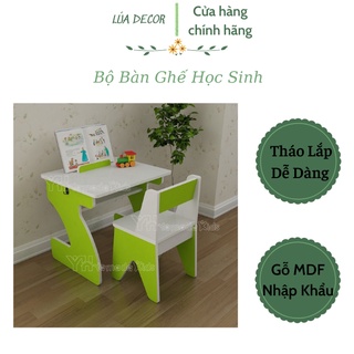 Bộ bàn ghế học sinh cấp 1, mẫu giáo tập viết, tô vẽ nhỏ gọn, đẹp thông minh chống gù lưng, chống cận cho bé .