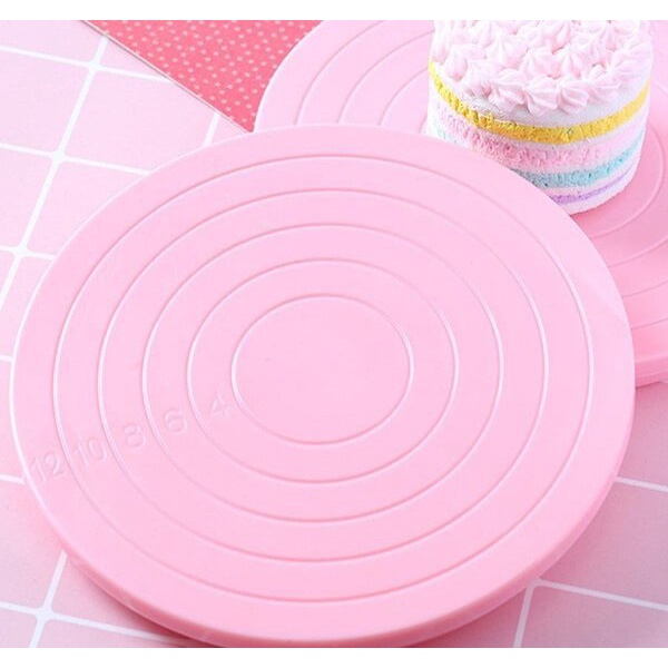 Bàn xoay nhựa mini 14cm⚡ CAO CẤP ⚡ bàn xoay giúp việc  trang trí bánh kem trở nên dễ dàng