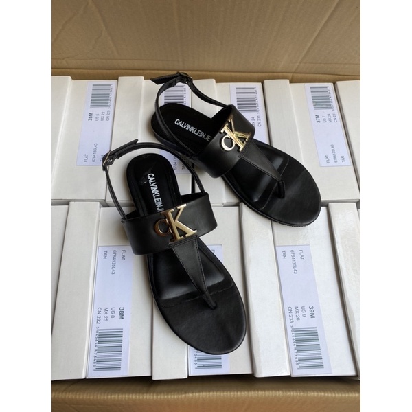 Giày sandal quai kẹp CK da thật xuất khẩu