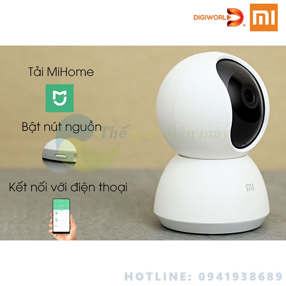 [ SALL OFF ] [Bản quốc tế] Camera giám sát Xiaomi xoay 360 độ IP fullHD 1080P Xiaomi Mi home security 360 độ - Digiworld