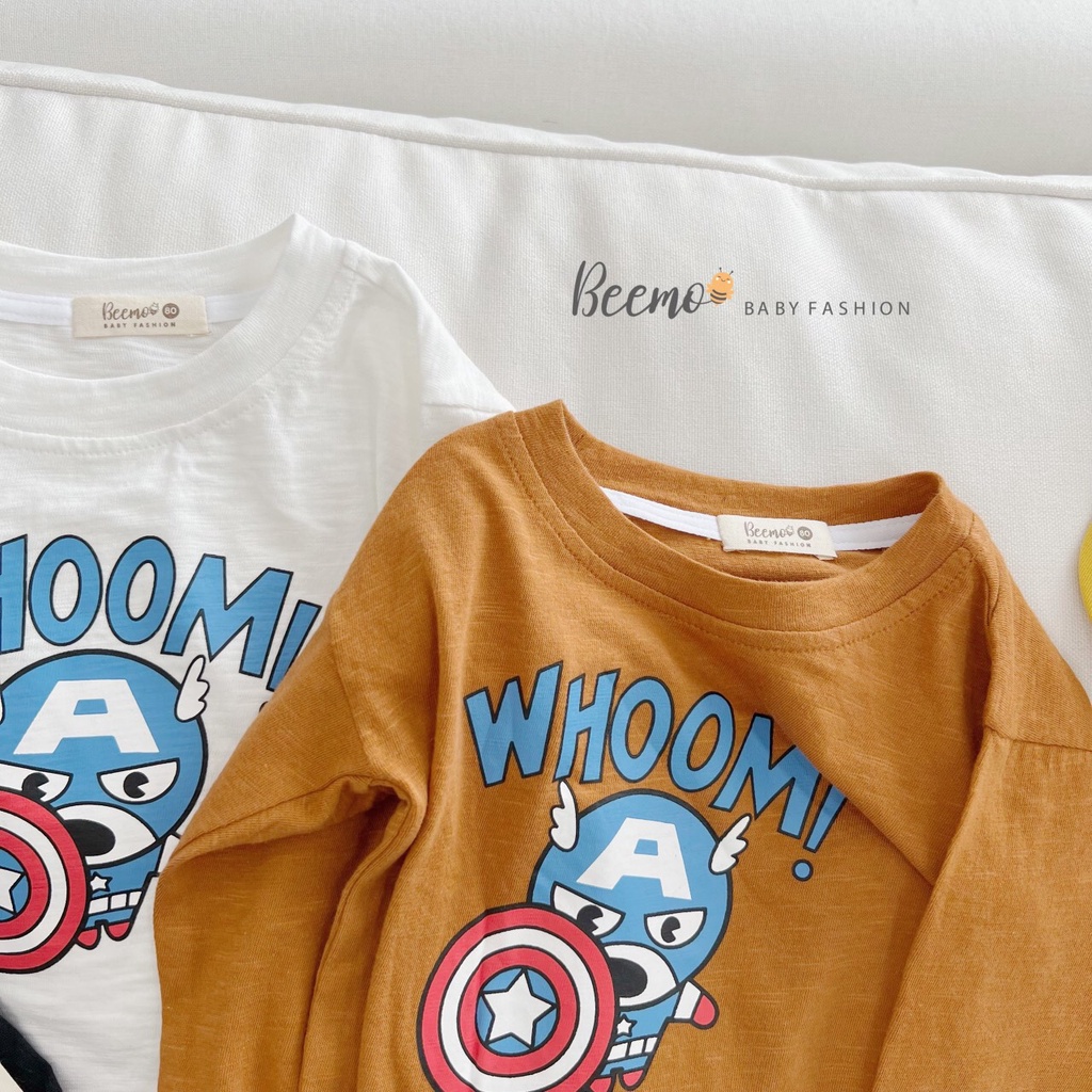 Áo phông dài tay cho bé BEEMO, chất liệu cotton co giãn, in hình chibi cực ngầu