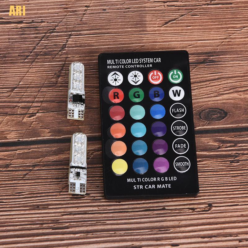 Bộ 2 Bóng Đèn LED T10 5050 W5W 6 SMD RGB Điều Khiển Từ Xa Tiện Dụng Cho Xe Hơi