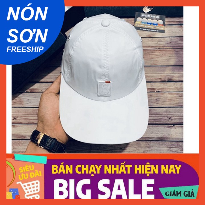 MẪU MỚI 2021 -  NÓN SƠN CHÍNH HÃNG -  Nón Kết LoGo hình chữ nhật Full Trắng [hàng chuẩn full tem + logo]