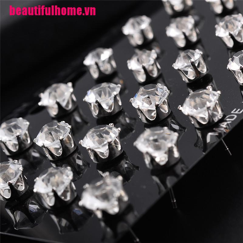 Set 6/ 12 đôi bông tai đính đá pha lê xinh xắn dễ thương